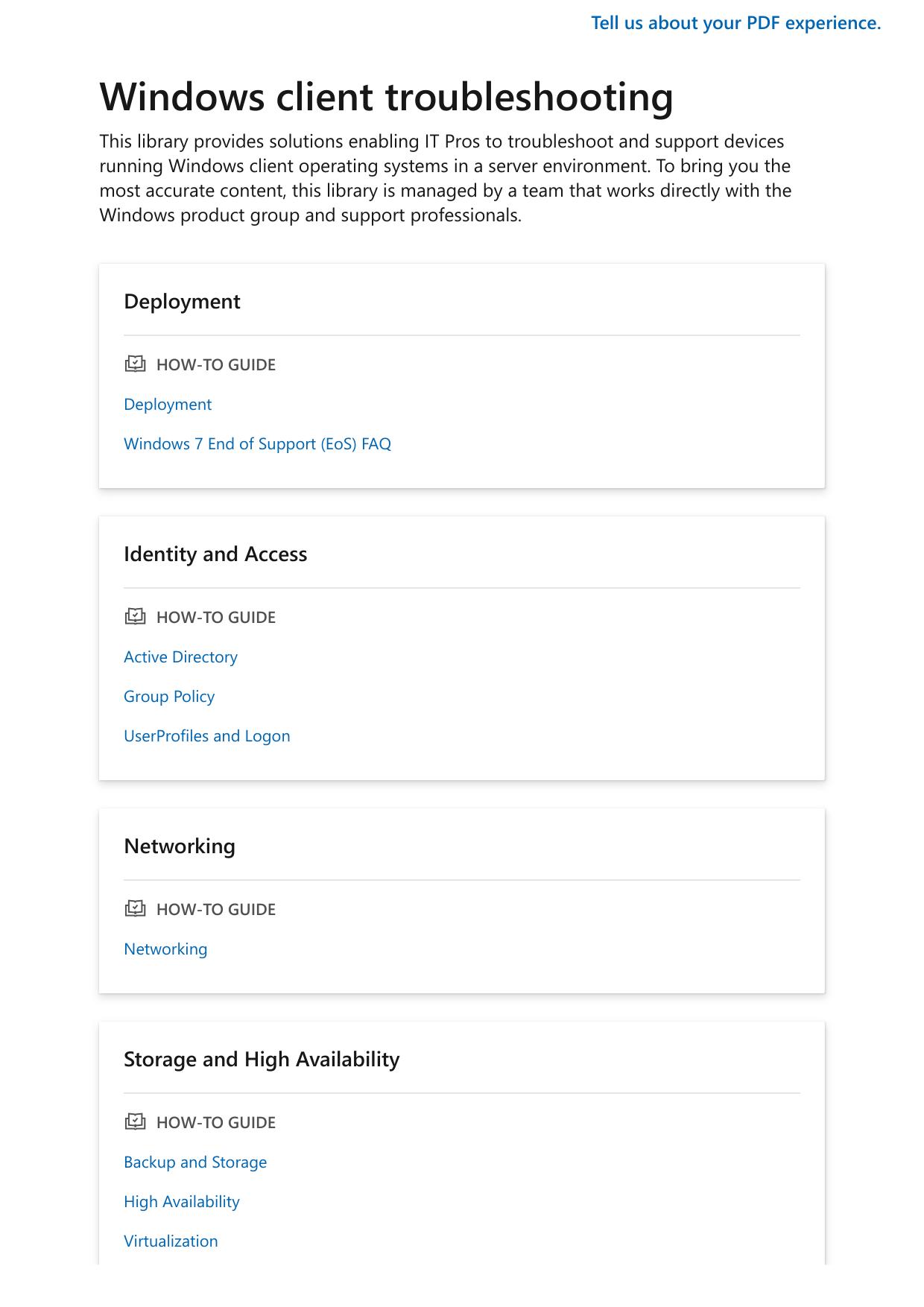 troubleshoot windows-client | Microsoft Learn