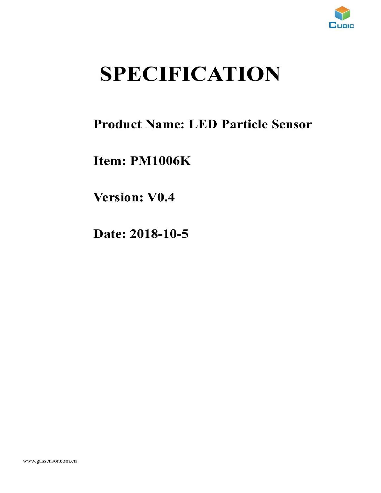 Microsoft Word - PM1006K LED PARTICLE SENSOR MODULE SPECIFICATION