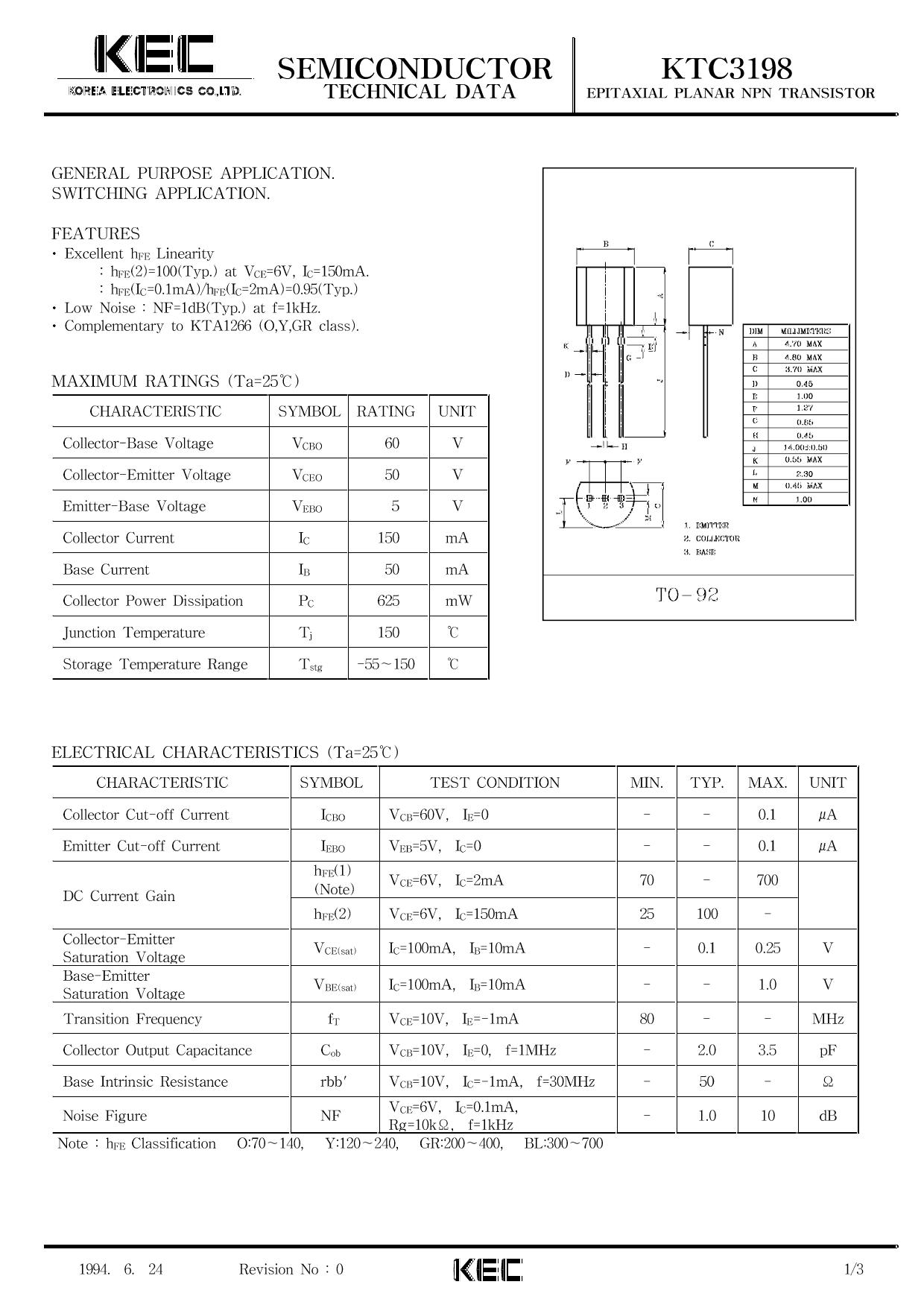 KTC3198 KEC | Alldatasheet