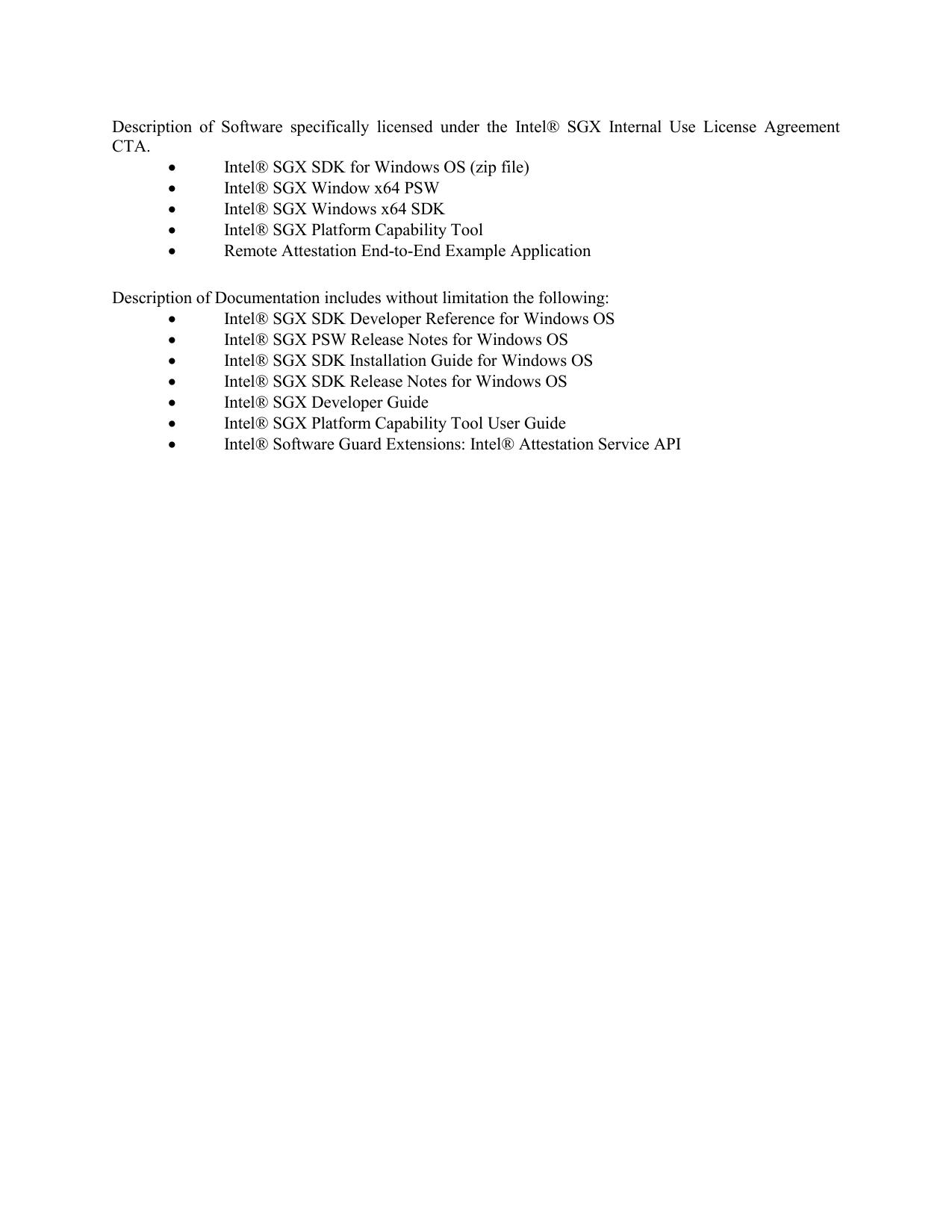 Intel SGX SW Collateral
